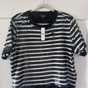 J. Crew Black and Silver Sequin Top